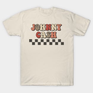 Johnny Cash Checkered Retro Groovy Style T-Shirt